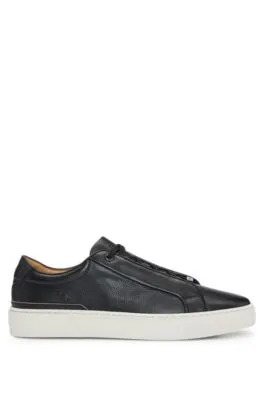 Gary grained-leather low-top trainers with branded metal lace loop