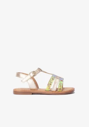 Girl's Gold Texture Sandals Napa