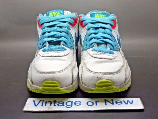 Girls nike air max '90 white lagoon blue volt clear water running sz 4y