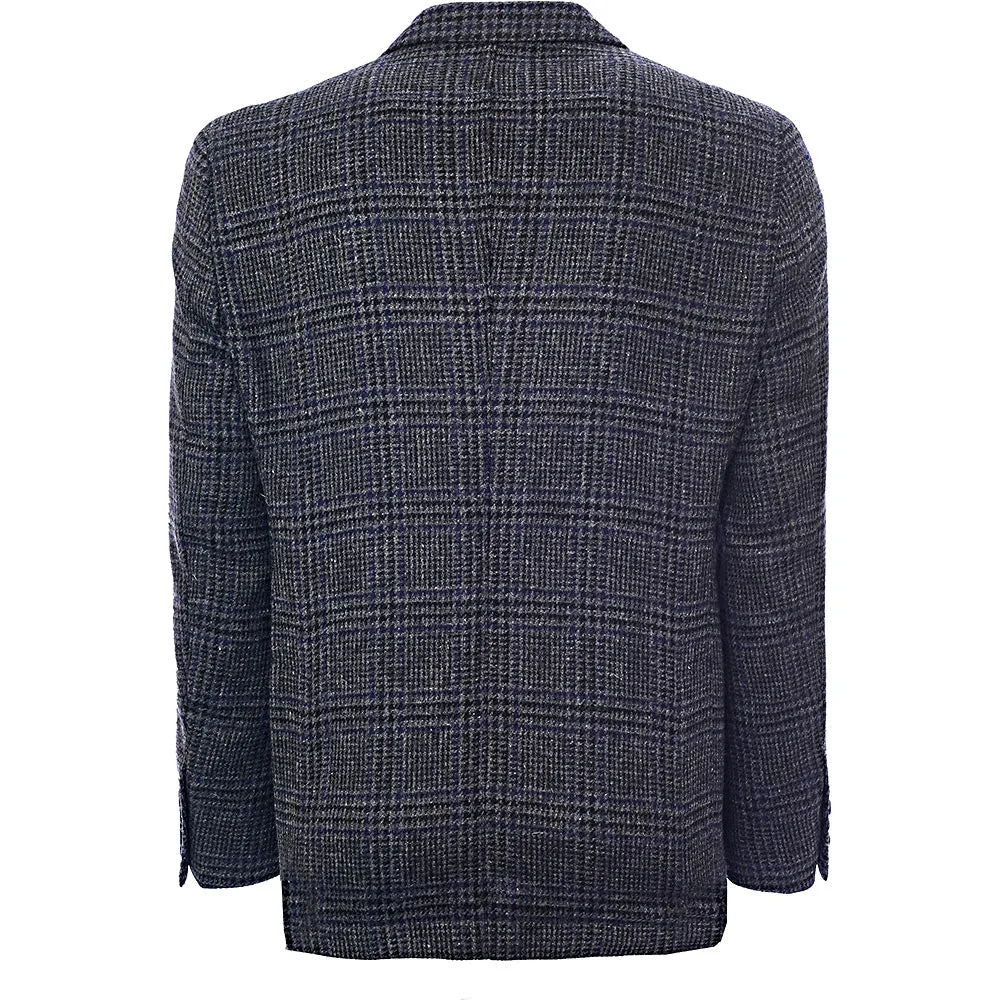 Hackett London Large Tweed Glen Check Jacket in Grey/Multi