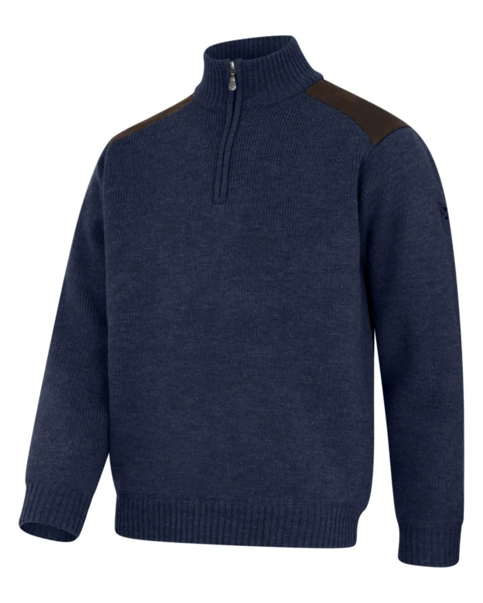 Hoggs of Fife Hebrides II Zip Neck Windproof Pullover - Storm Blue Marl