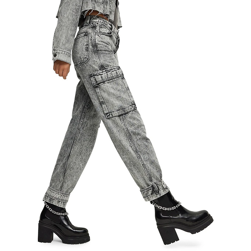 HUGO HUGO x Bella Poarch Mid-Rise Straight-Leg Cargo Jeans