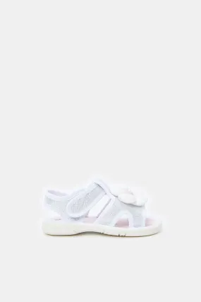 Infant Girls White Flower Embellished Sandals