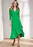 Kaleidoscope Green Frill Detail Wrap Dress