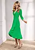 Kaleidoscope Green Frill Detail Wrap Dress