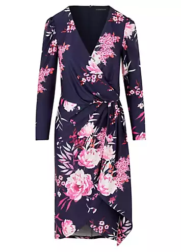 Kaleidoscope Navy Print Wrap Jersey Dress | Grattan