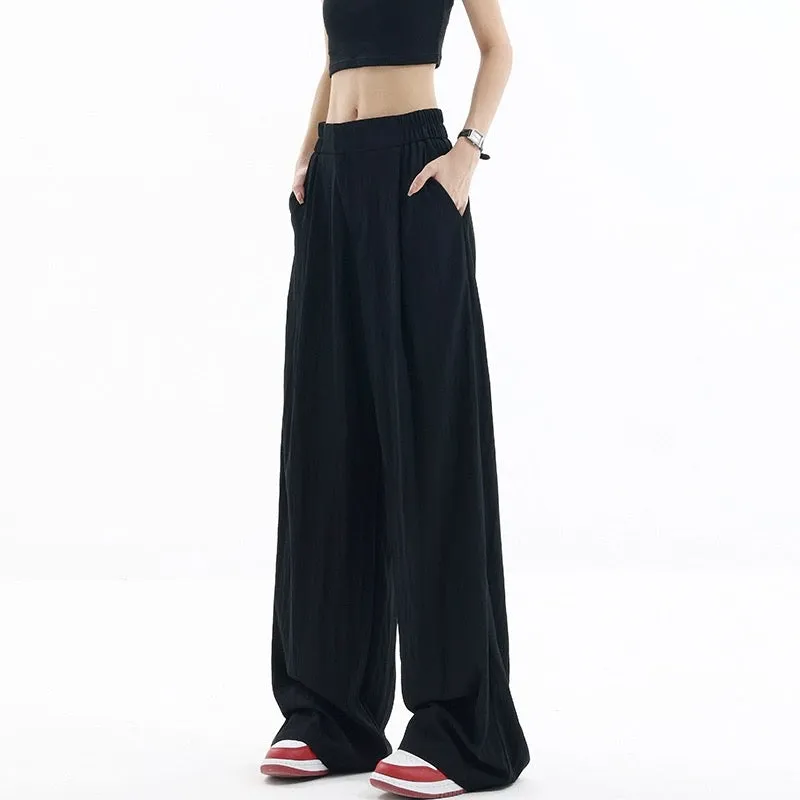 KEN STUDIO Tencel wide-leg suit pants for women summer thin pleated lazy design loose casual pants