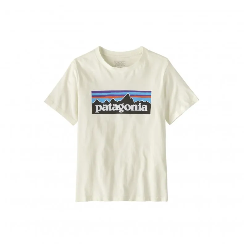 Kids' Patagonia P-6 Logo T-Shirt (Birch White)