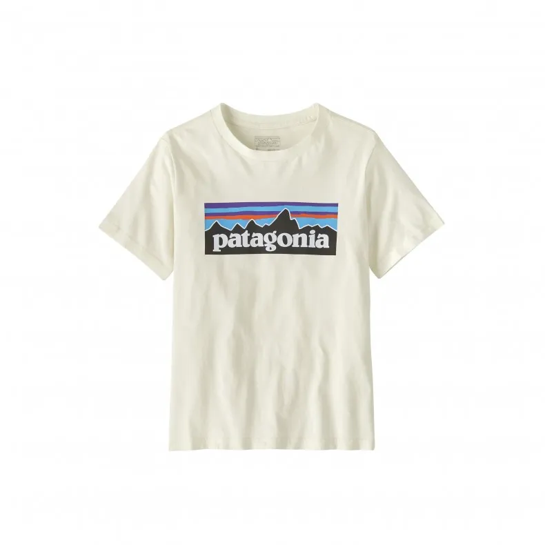 Kids' Patagonia P-6 Logo T-Shirt (Birch White)