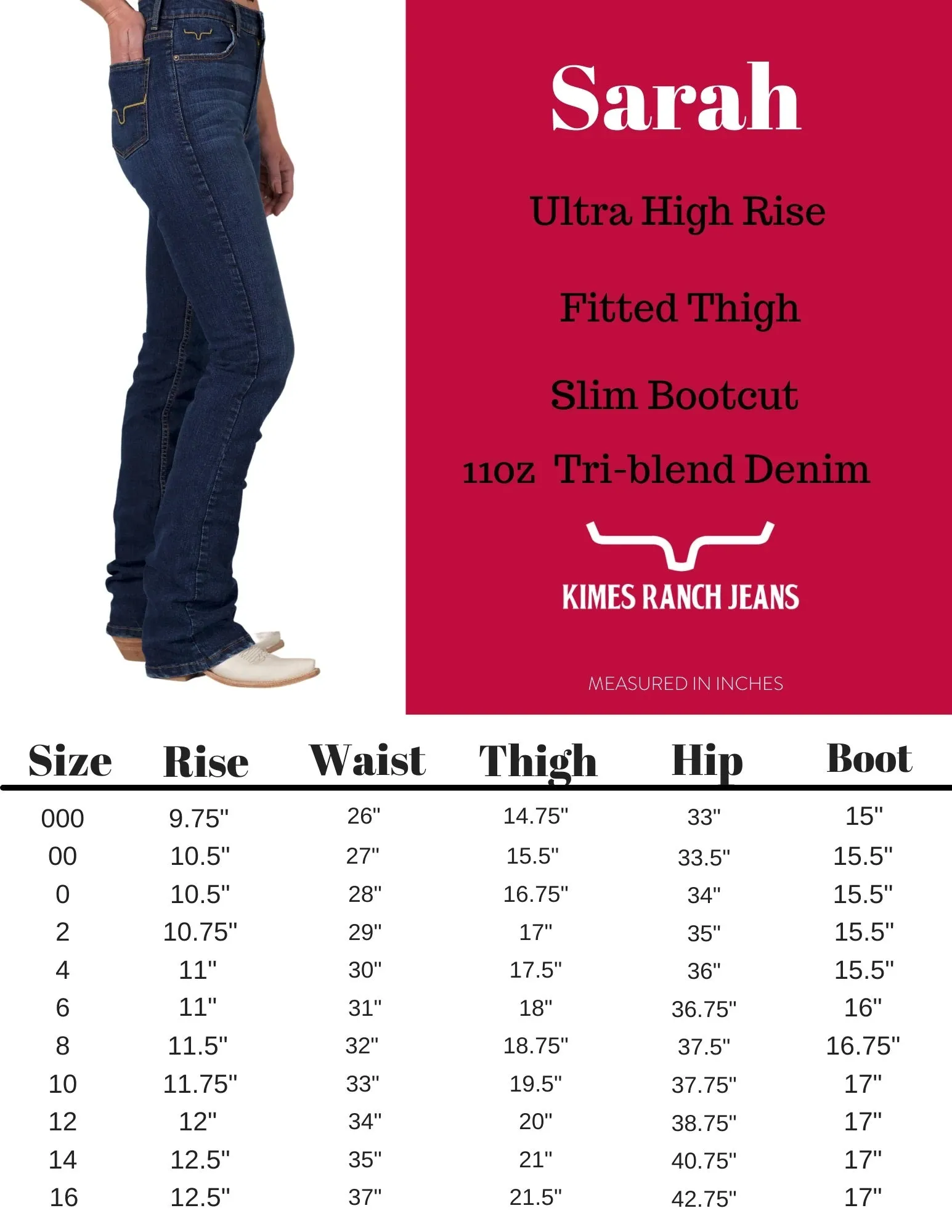 Kimes Ranch USA Ladies Sarah Blue Jeans - 32, 34, 36 Leg - Blue