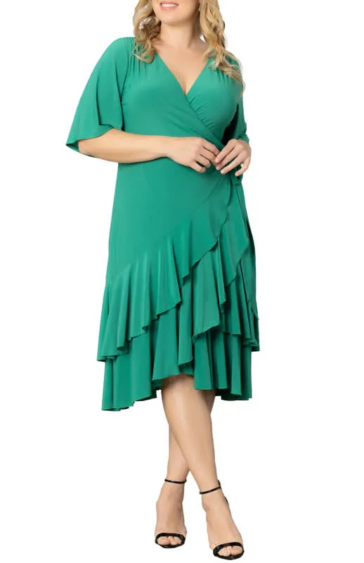 Kiyonna Miranda Ruffle Wrap Dress (Plus Size)