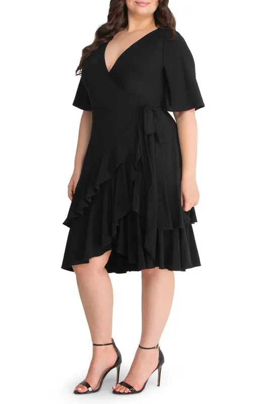 Kiyonna Miranda Ruffle Wrap Dress (Plus Size)