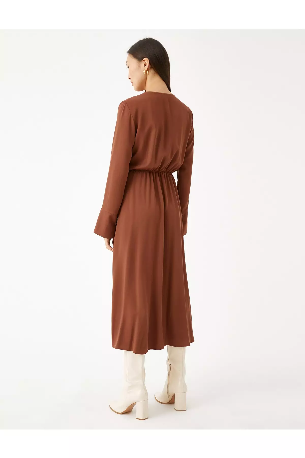 KOTON Midi Dress with Wrap Button Detail