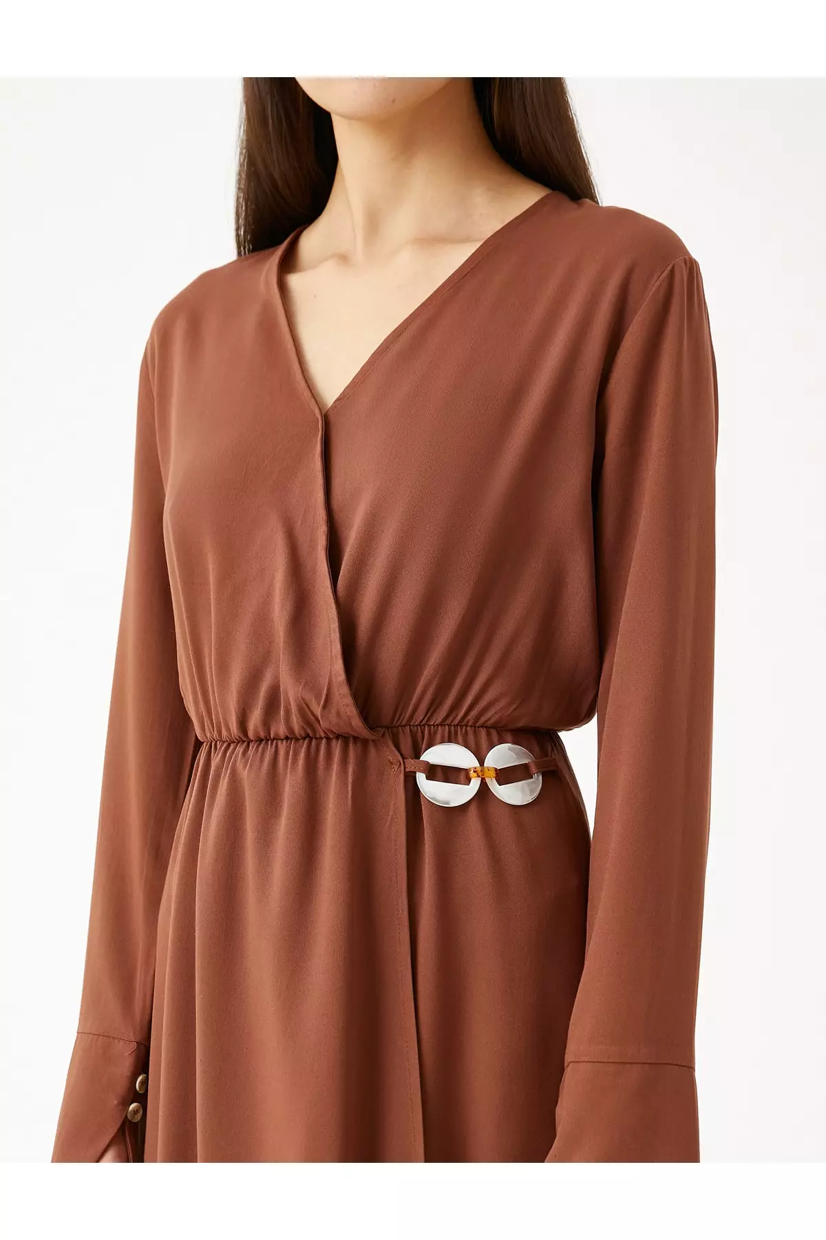 KOTON Midi Dress with Wrap Button Detail