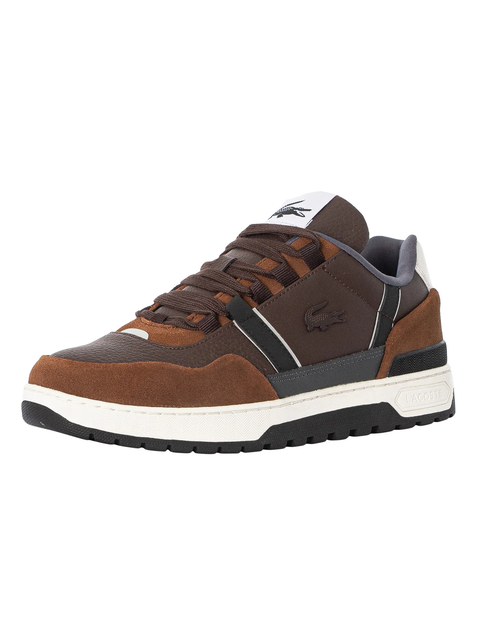 Lacoste T-Clip Winter 223 2 SMA Leather Trainers - Dark Brown/Off White