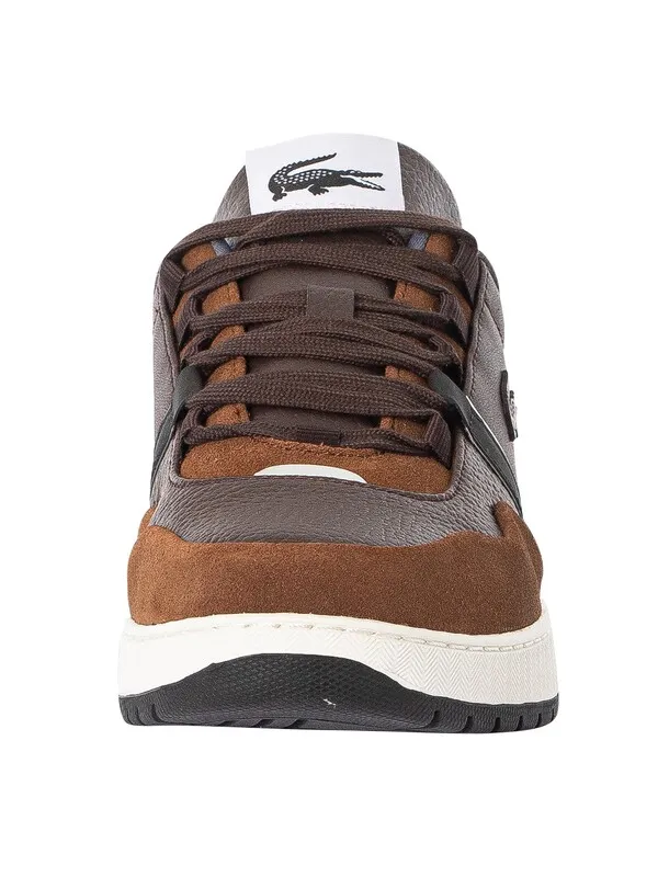 Lacoste T-Clip Winter 223 2 SMA Leather Trainers - Dark Brown/Off White