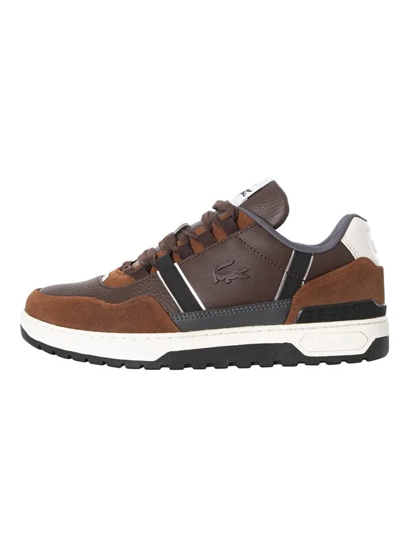 Lacoste T-Clip Winter 223 2 SMA Leather Trainers - Dark Brown/Off White