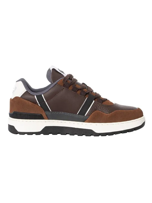 Lacoste T-Clip Winter 223 2 SMA Leather Trainers - Dark Brown/Off White