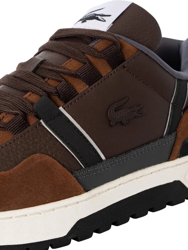 Lacoste T-Clip Winter 223 2 SMA Leather Trainers - Dark Brown/Off White