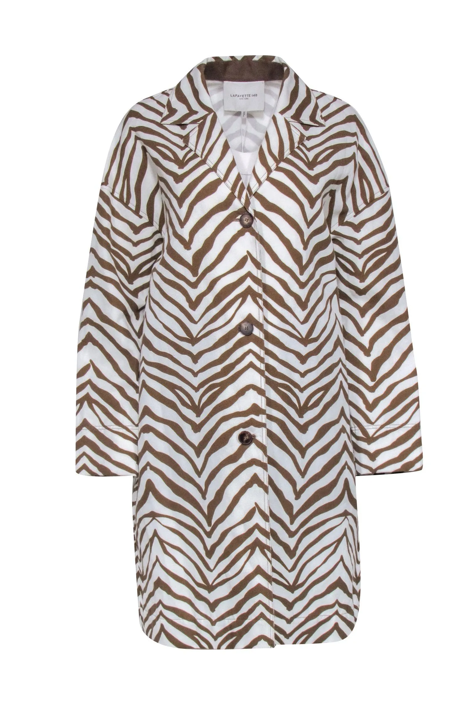 Lafayette 148 - Tan & Cream Zebra Print Button Front Jacket Sz S