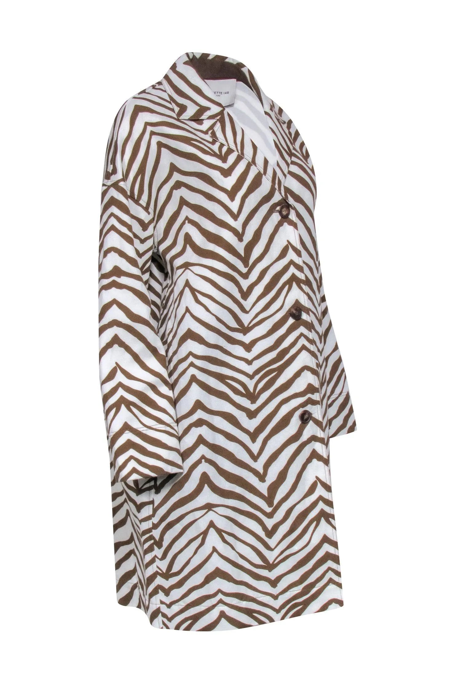 Lafayette 148 - Tan & Cream Zebra Print Button Front Jacket Sz S