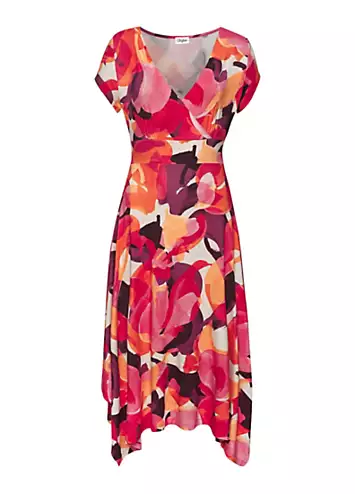 LASCANA Print Jersey Mock Wrap Dress with High Low Hem | Grattan