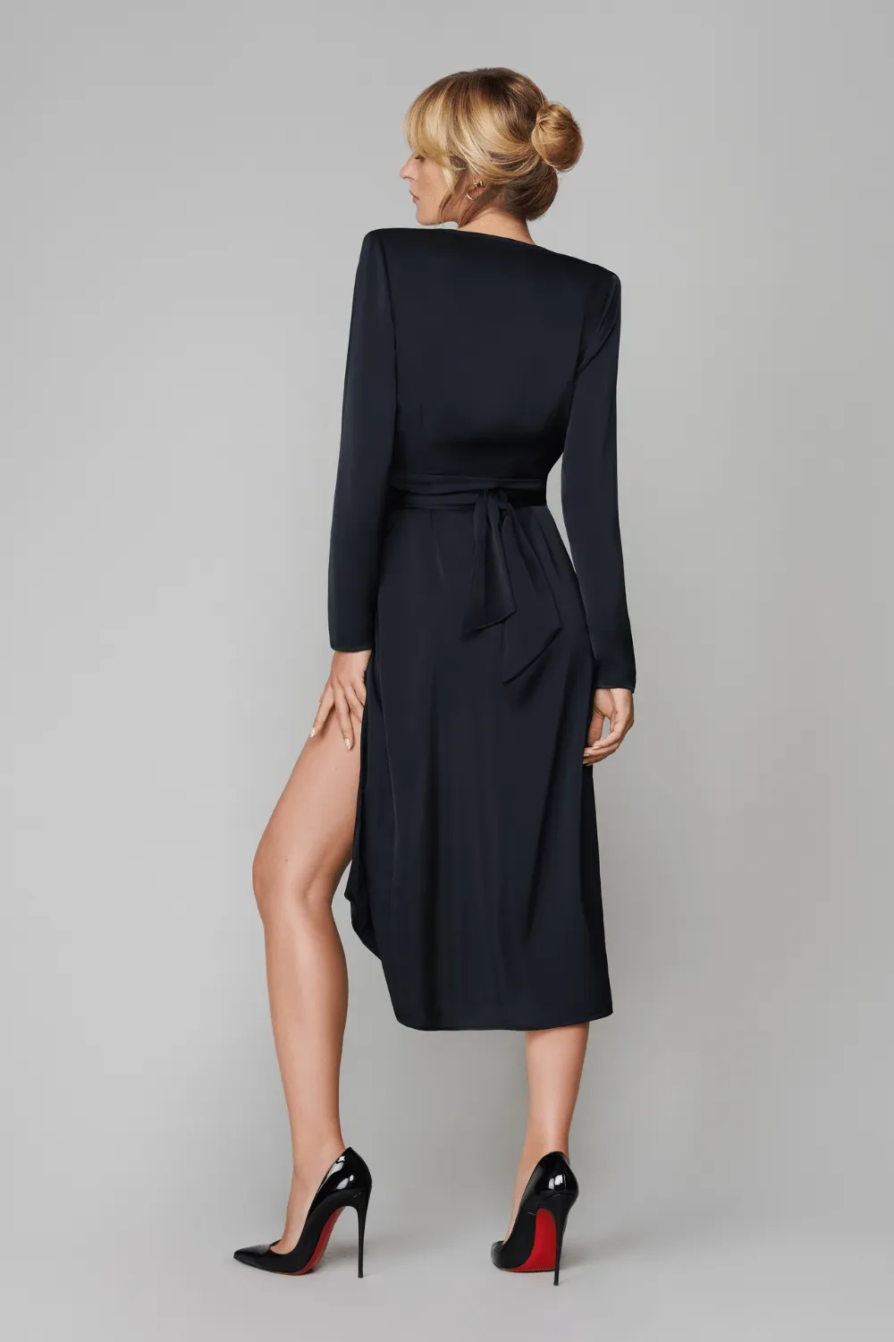 Le Vestiaire Satin Midi Wrap Dress