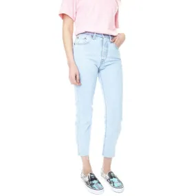 Levis 501 Crop Samba Goal - Denim Jeans Donna Blu Chiaro / Worn In