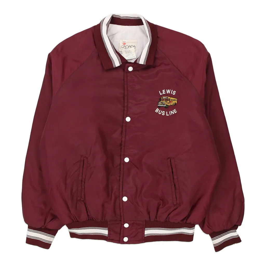 Lewis Bus Line Canada Varsity Jacket - XL Burgundy Polyester Blend