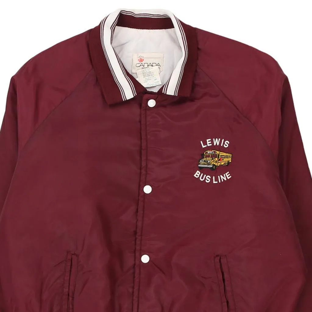 Lewis Bus Line Canada Varsity Jacket - XL Burgundy Polyester Blend