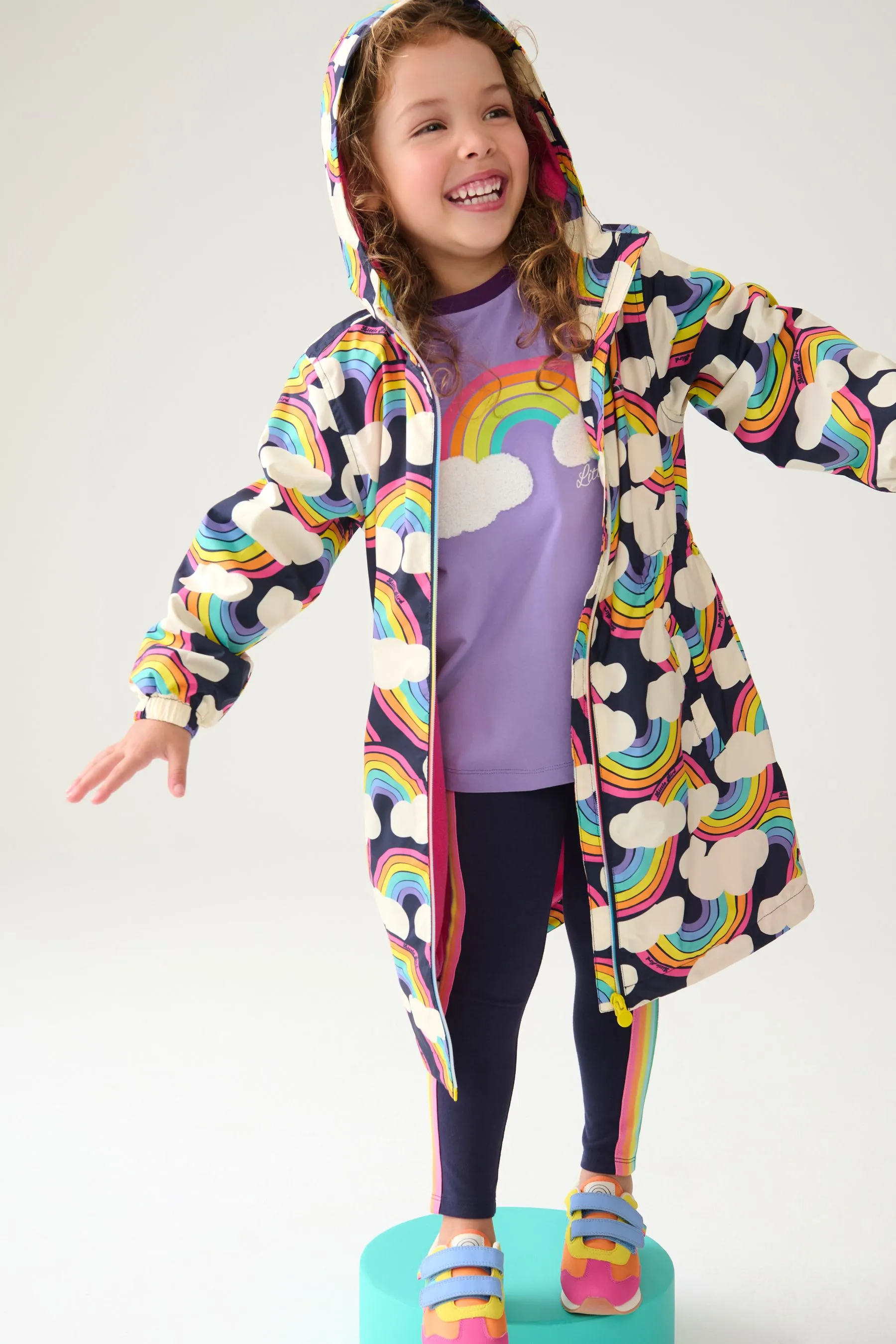 Little Bird by Jools Oliver Multi Rainbow Shower Resistant Jacket