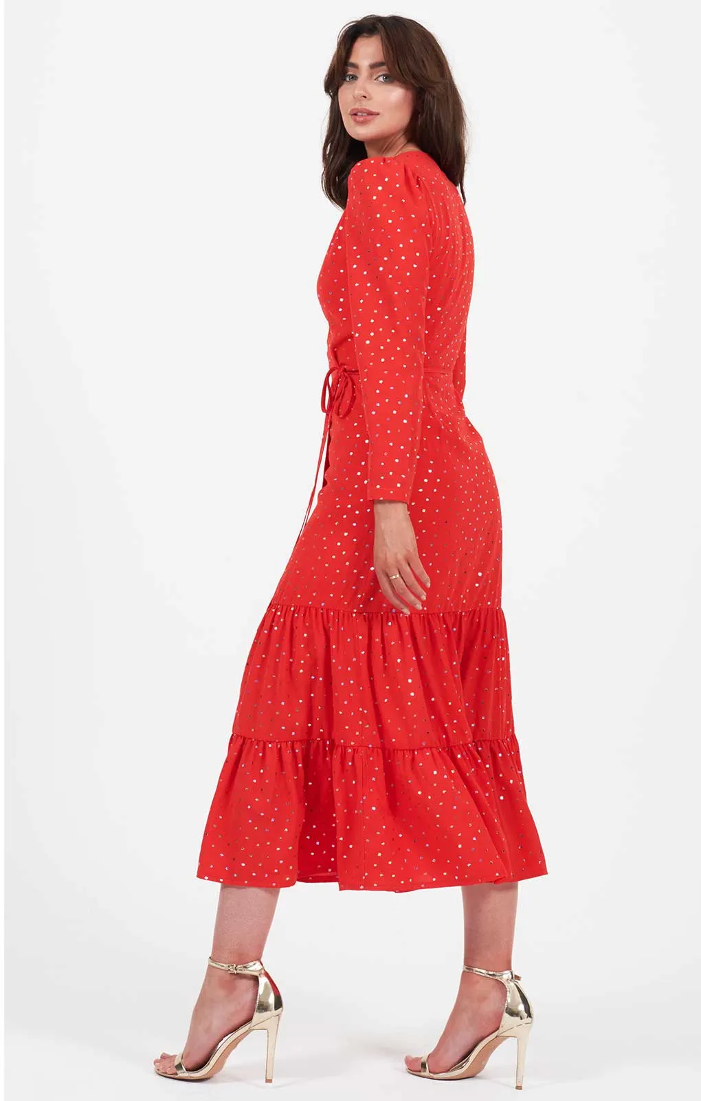 Little Mistress Red Wrap Midaxi Dress