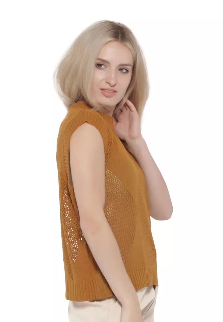 London Rag Brown Knitted Sleeveless Top