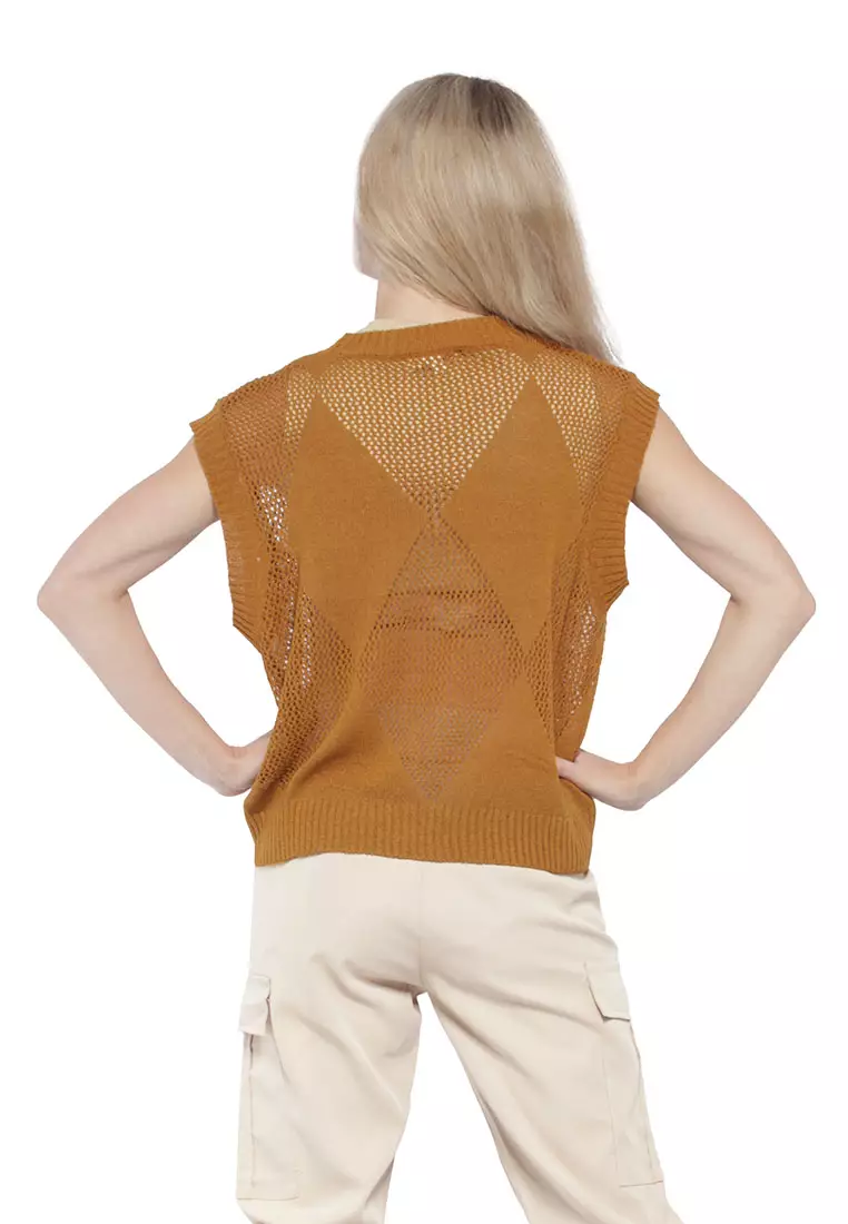 London Rag Brown Knitted Sleeveless Top