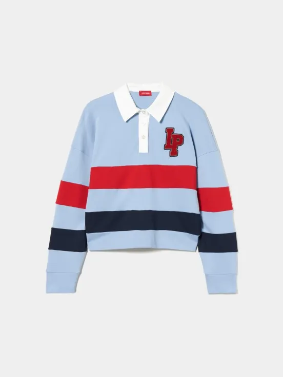 Long sleeve striped polo