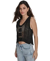 Macy's Dkny Jeans Women's Cropped Crochet Scoop-Neck Top