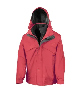 Mens fleece lined 3 in 1 waterproof jacket red/black Result