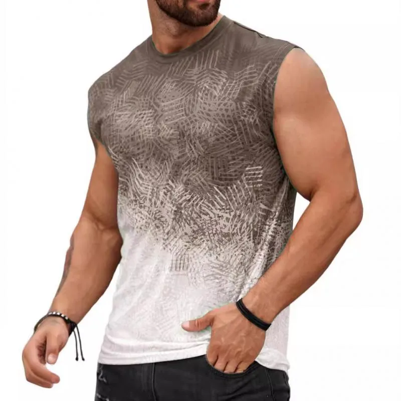 Men's Gradient Printed Round Neck Sleeveless Tank Top 57020849Z