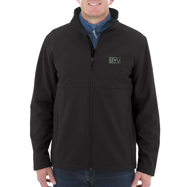 MEN’S STORM CREEK HIGH-STRETCH FLEECE-LINED SOFTSHELL JACKET- Pleather Mono Patch