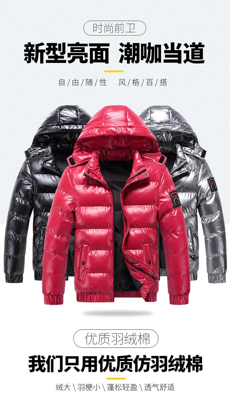 Men's Winter Casual Waterproof Puffer Padding Hooded Outwear Jacket