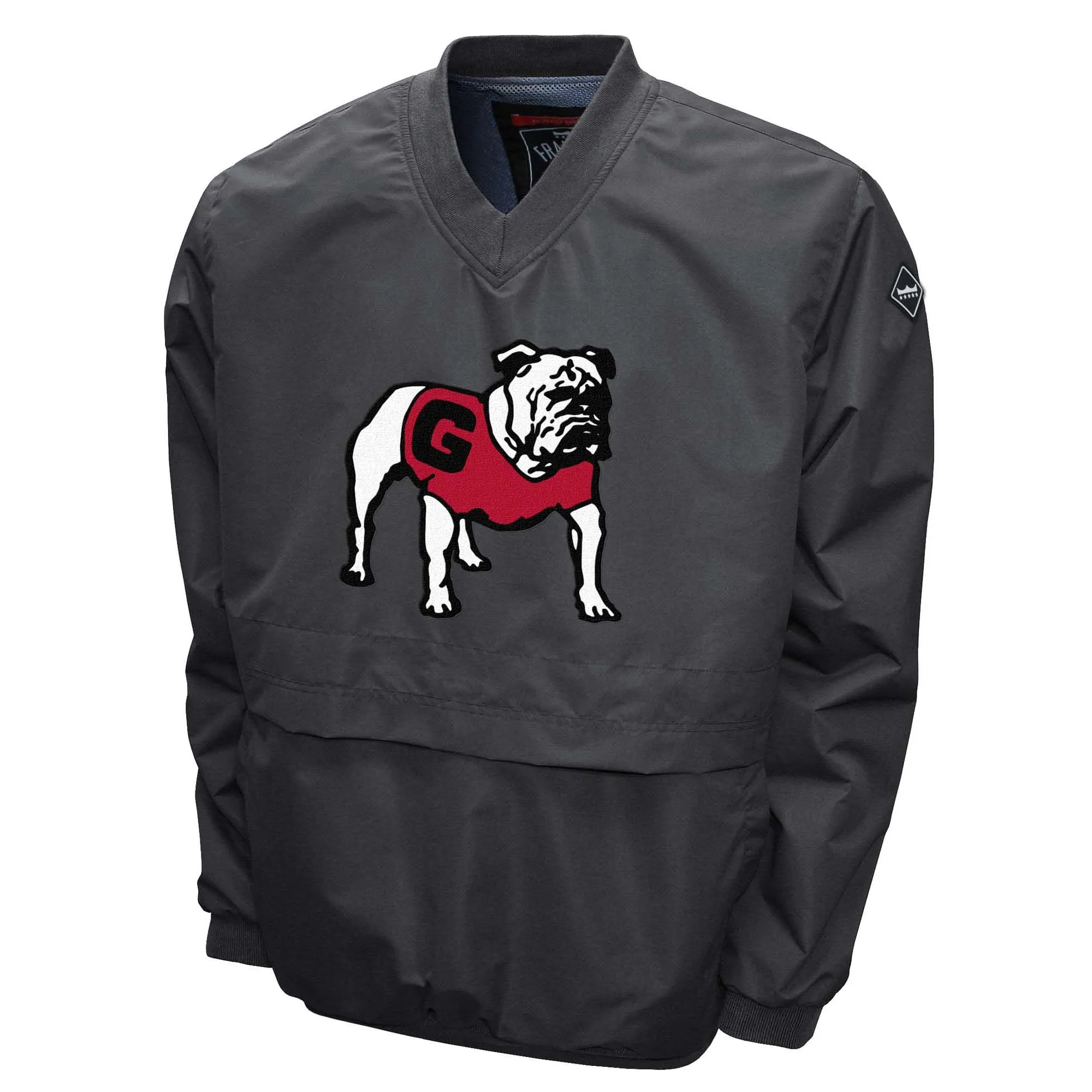 Men's Franchise Club Gray Georgia Bulldogs Windshell Big Logo V-Neck Pullover Jacket