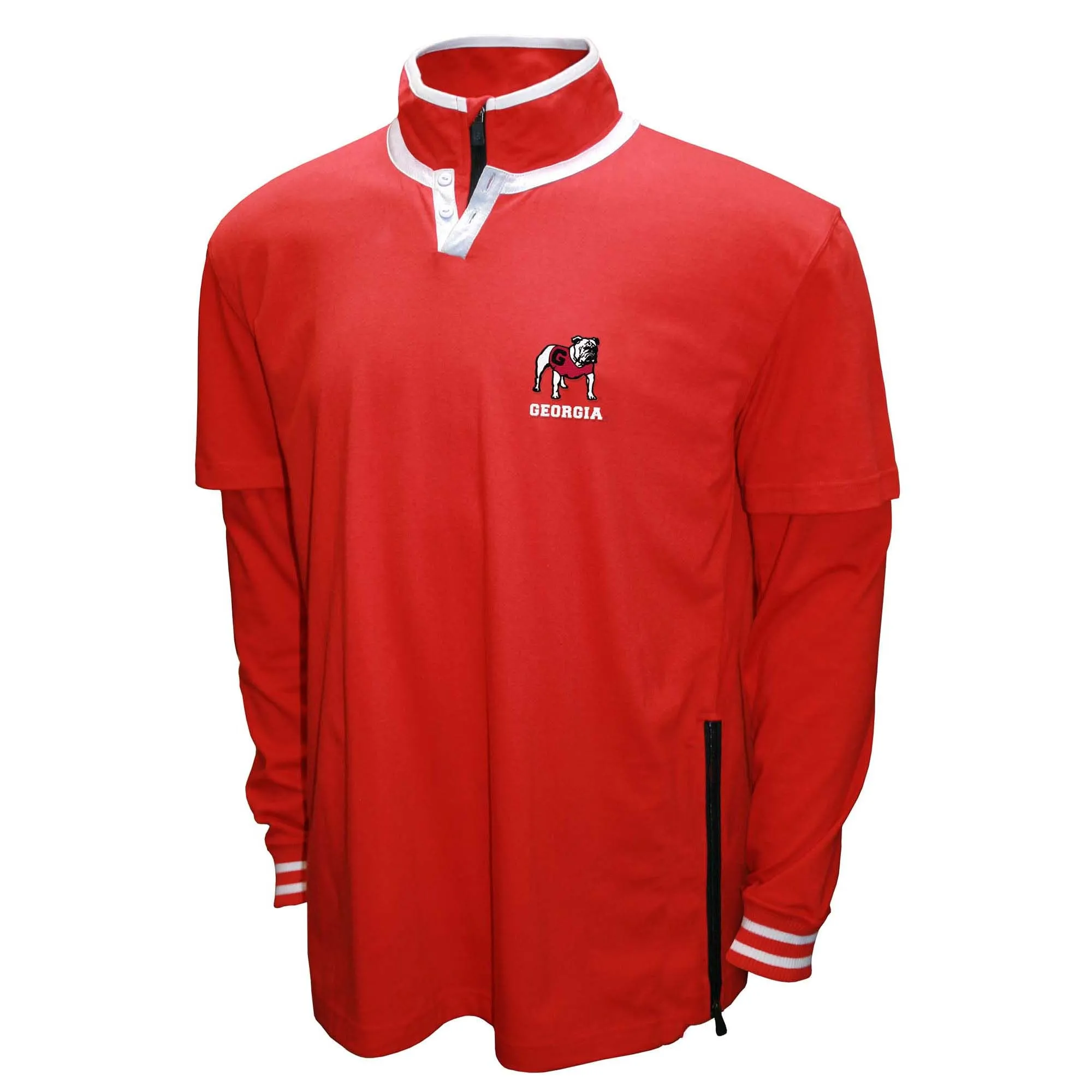 Men's Franchise Club Red Georgia Bulldogs 3-in-1 Double-Down T-Shirt & Quarter-Zip Pullover Set