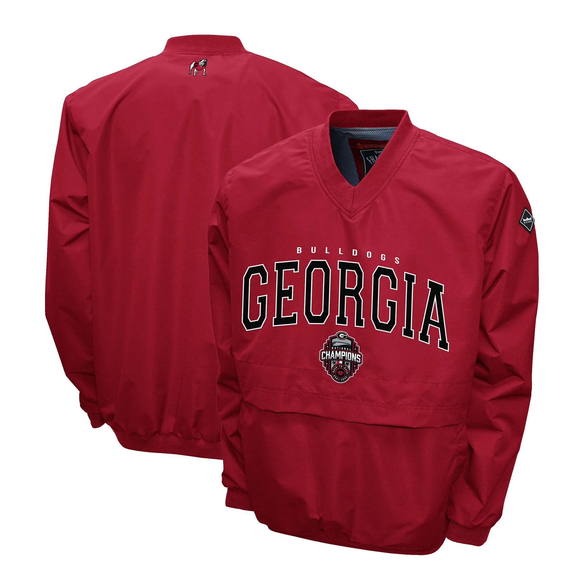 Men's Franchise Club  Red Georgia Bulldogs College Football Playoff 2022 National Champions Windshell Big Logo V-Neck Pullo