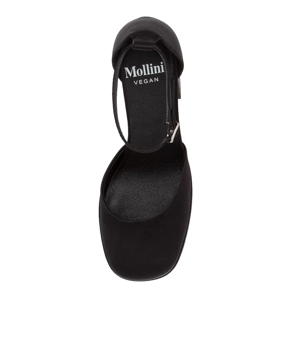 MOLLINI Tailah Black Satin Vegan Sandals