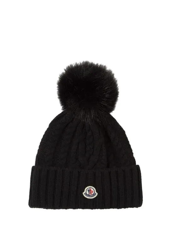 Moncler   Virgin wool blend beanie w/ pompom 