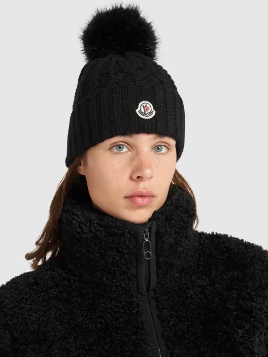 Moncler   Virgin wool blend beanie w/ pompom 