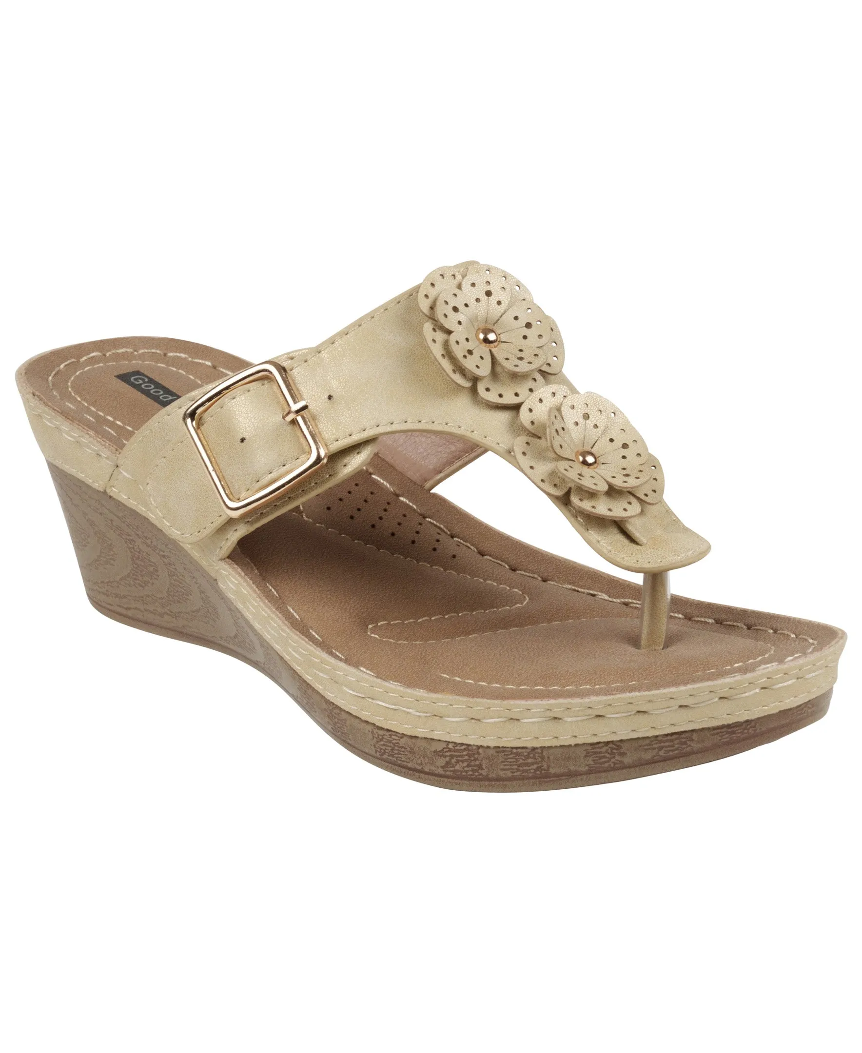 Narbone Gold Wedge Sandals