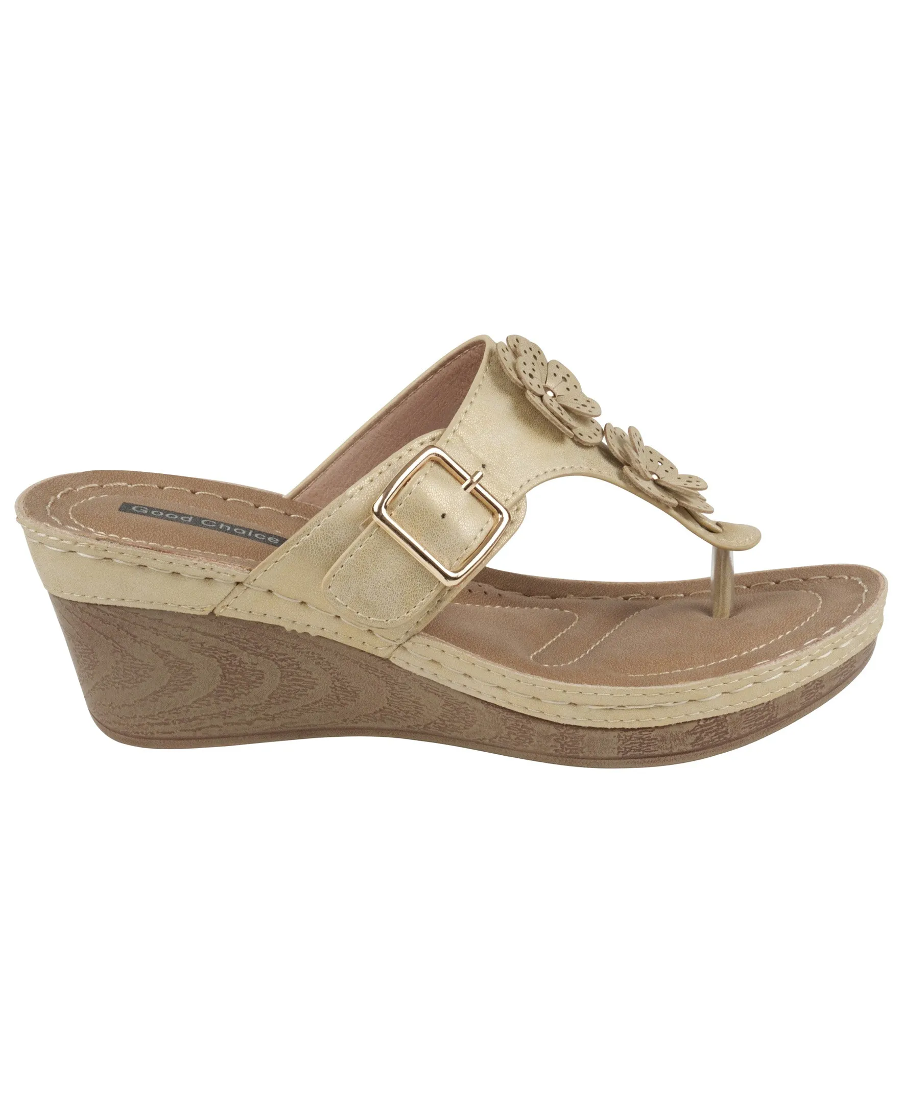 Narbone Gold Wedge Sandals