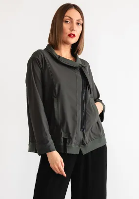 Naya Asymmetrical Zip Jacket, Green