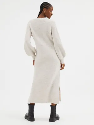 Neutral Knitted Wrap Midi Dress | Women | George at ASDA